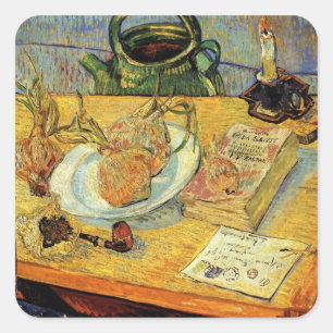 Still Life with Drawing Board by Vincent van Gogh Square Sticker