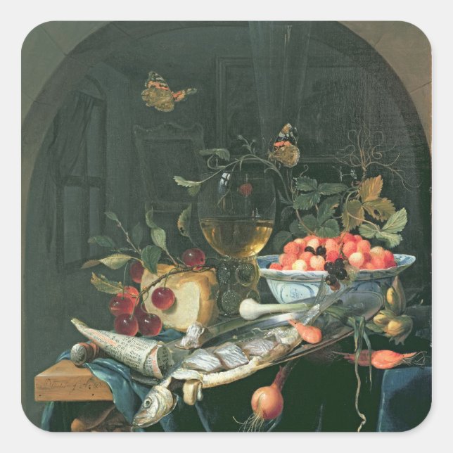 Still Life with Fish Platter Square Sticker (Front)