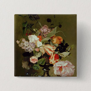 Still life with flowers 15 cm square badge
