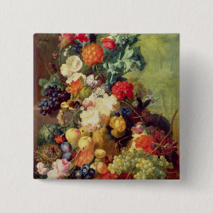 Still Life with Flowers and Fruit 15 Cm Square Badge