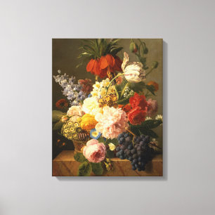Still Life with Flowers and Fruit, 1827 Canvas Print