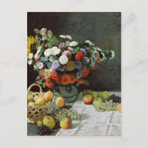 Still Life with Flowers and Fruit by Claude Monet Postcard