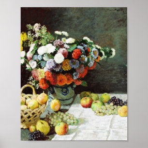 Still Life with Flowers and Fruit by Claude Monet Poster