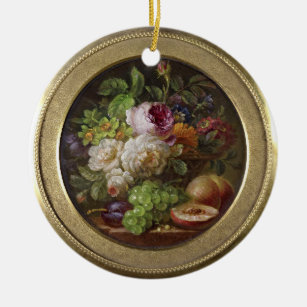 Still Life with Flowers and Fruit Ceramic Tree Decoration