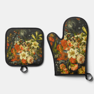 Still Life with Flowers and Fruit Oven Mitt & Pot Holder Set