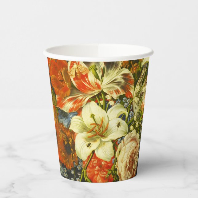 Still Life with Flowers and Fruit  Paper Cups (Left)