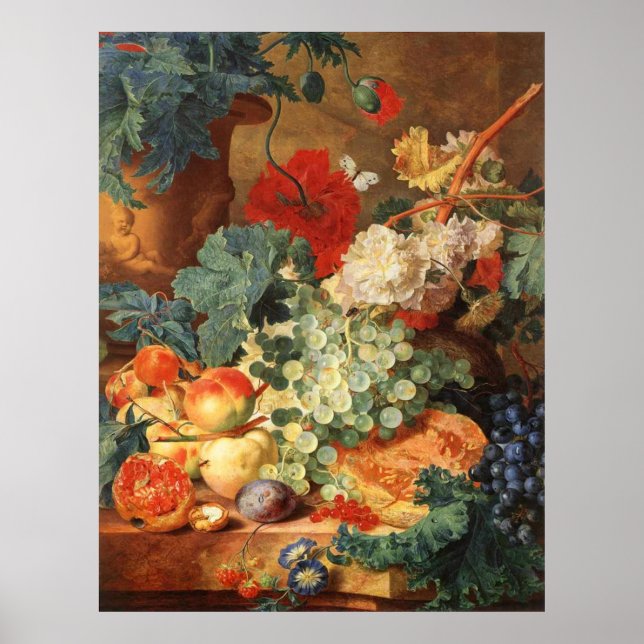 Still life with flowers and fruit poster (Front)