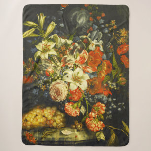 Still Life with Flowers and Fruit Sherpa Blanket