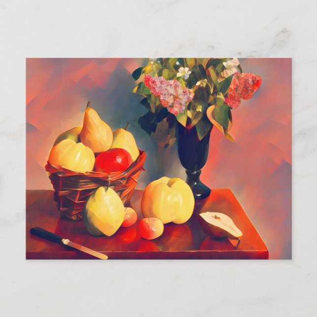 Still life with flowers and fruits  postcard (Front)