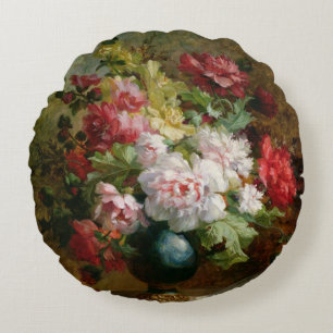 Still life with flowers and sheet music round cushion