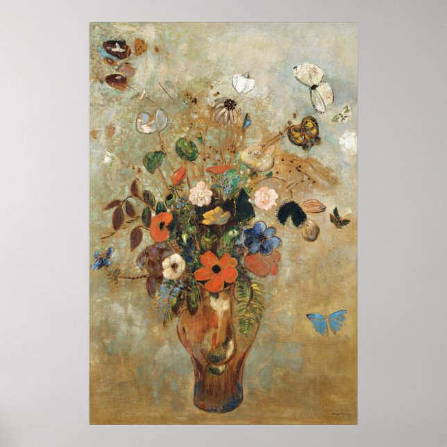 Still Life with Flowers  by Odilon Redon.  Poster (Front)
