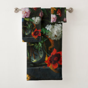 Still Life with Flowers in a Glass Vase Bath Towel Set