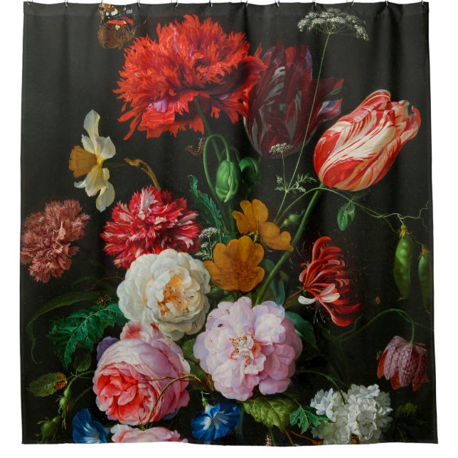 Still Life with Flowers in a Glass Vase  Shower Curtain (Front)