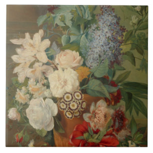 Still Life With Flowers in a Terracotta Vase Tile