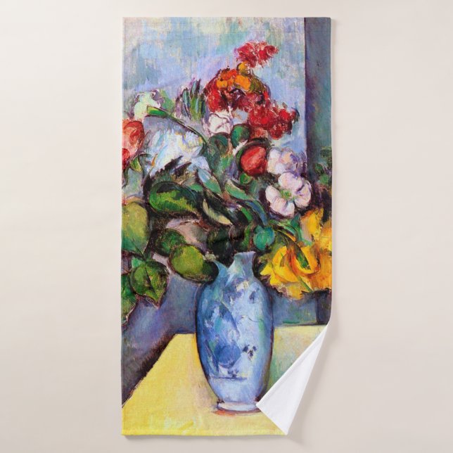 Still Life with Flowers in a Vase, Paul Cezanne Bath Towel (Bath Towel)