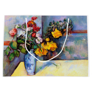 Still Life with Flowers in a Vase, Paul Cezanne Large Gift Bag