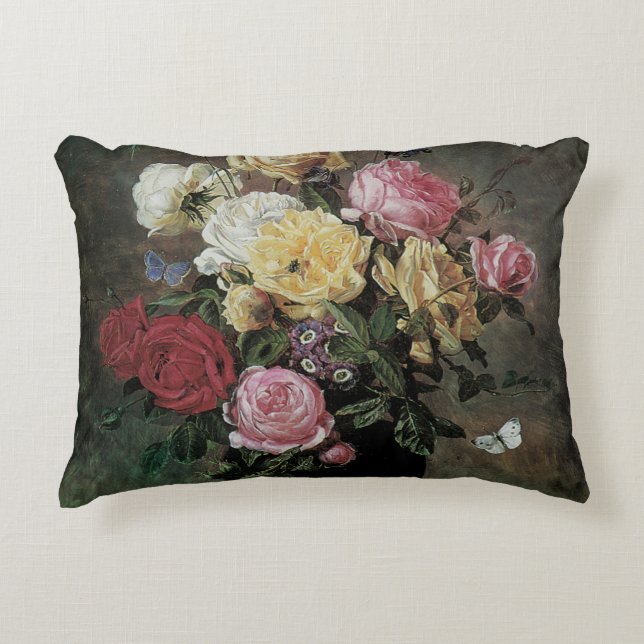 Still Life with Flowers in Vase by Olaf Hermansen Decorative Cushion (Front)