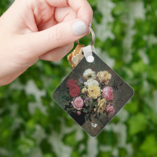 Still Life with Flowers in Vase by Olaf Hermansen Key Ring
