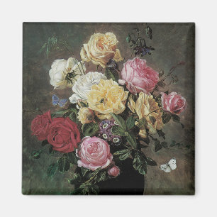 Still Life with Flowers in Vase by Olaf Hermansen Magnet