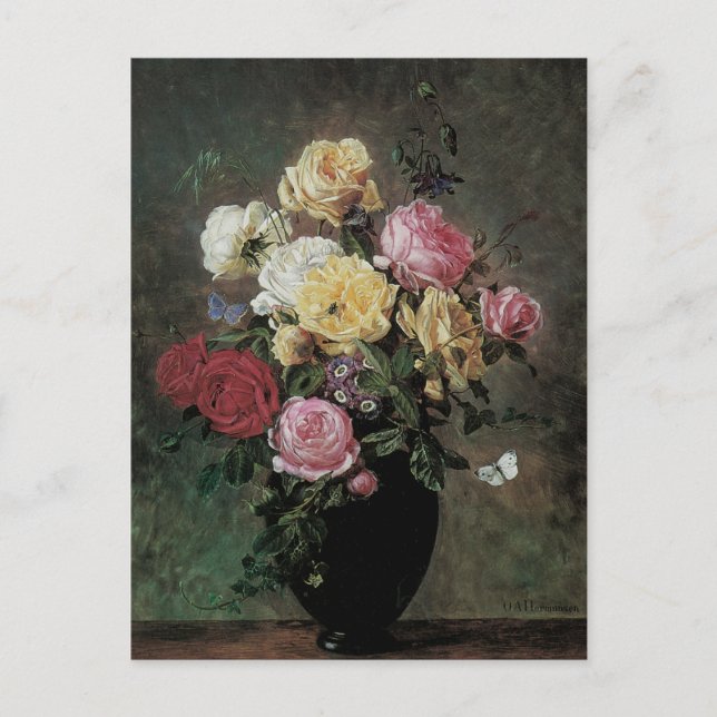 Still Life with Flowers in Vase by Olaf Hermansen Postcard (Front)