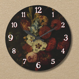 Still Life with Flowers  Large Clock