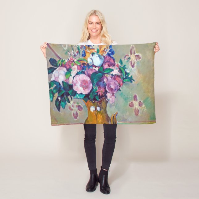 Still Life with Flowers, Paul Cezanne Fleece Blanket (In Situ)