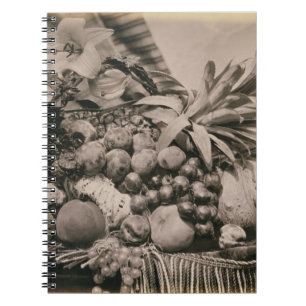 Still Life with Fruit, 1860 (sepia photo) Spiral Notebook