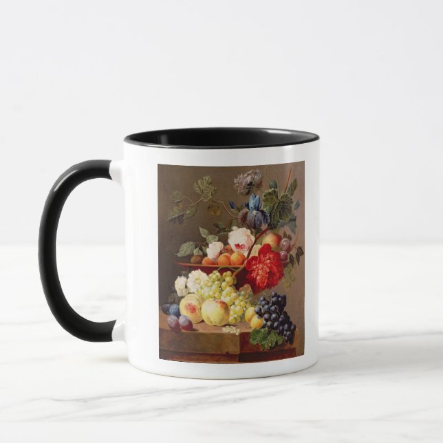 Still life with fruit and flowers mug (Left)