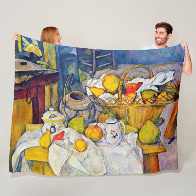 Still Life with Fruit Basket, Paul Cezanne Fleece Blanket (In Situ)