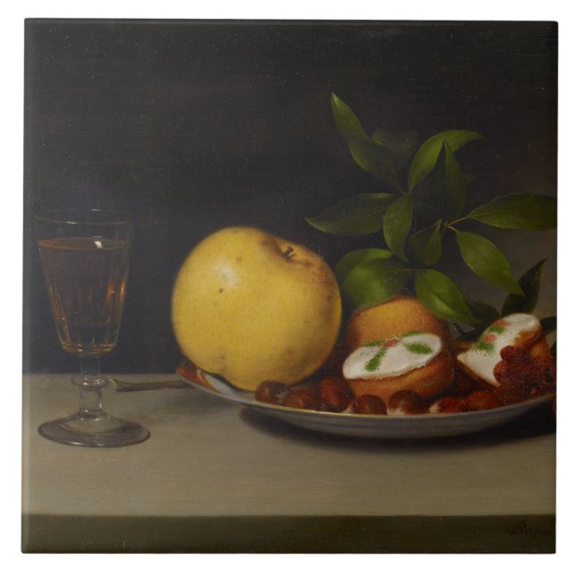 Still Life with Fruit, Cakes and Wine, 1821 Tile (Front)