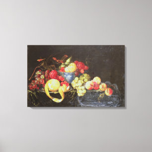Still Life with Fruit in Delft Bowl, Including a P Canvas Print