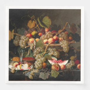 Still Life with fruit, oysters and wine painting Napkin
