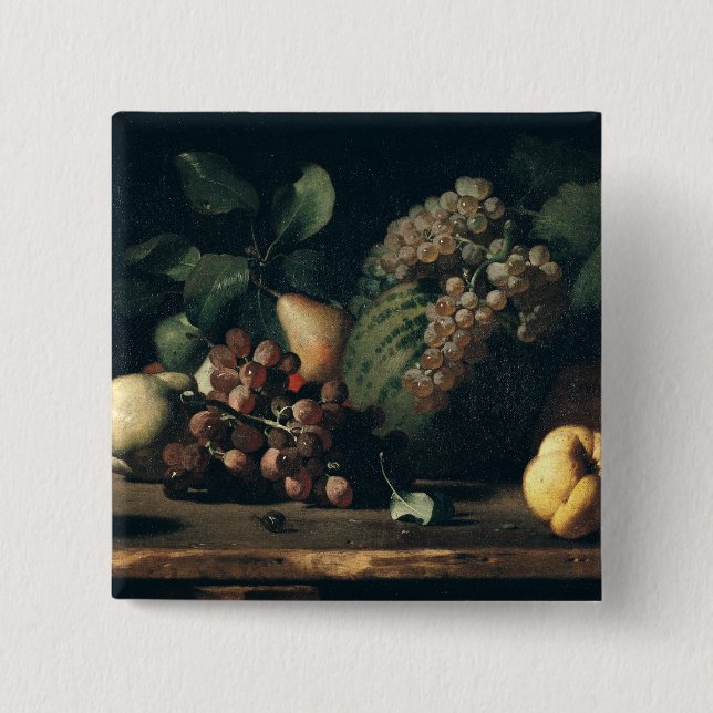 Still Life with Grapes and Pomegranate 15 Cm Square Badge (Front)