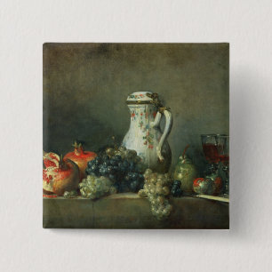 Still Life with Grapes and Pomegranates, 1763 (oil 15 Cm Square Badge