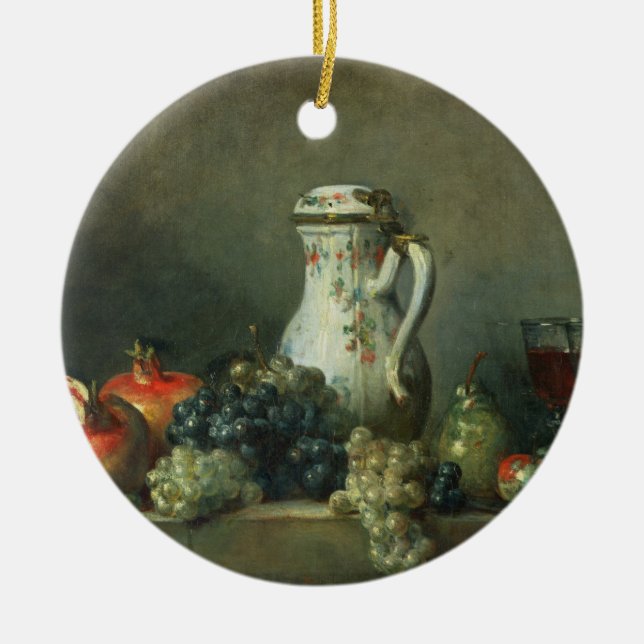 Still Life with Grapes and Pomegranates, 1763 (oil Ceramic Tree Decoration (Front)