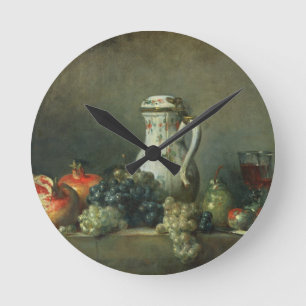 Still Life with Grapes and Pomegranates, 1763 (oil Round Clock