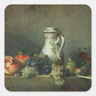 Still Life with Grapes and Pomegranates, 1763 (oil Square Sticker