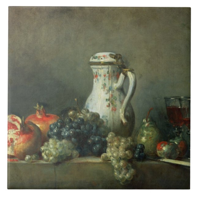 Still Life with Grapes and Pomegranates, 1763 (oil Tile (Front)