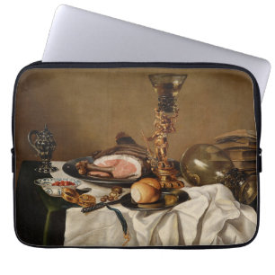 Still life with ham, books and ornamental vessels laptop sleeve