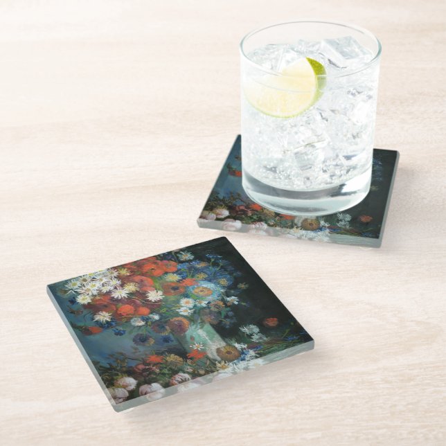 Still Life with Meadow Flowers | Vincent van Gogh Glass Coaster (Angled)