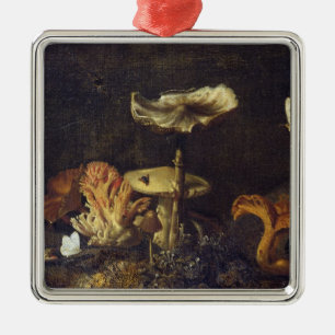 Still Life with Mushrooms and Butterflies Metal Tree Decoration
