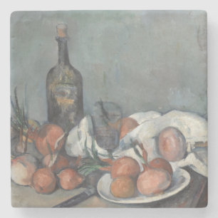 Still Life with Onions, OIl Painting, Paul Cezanne Stone Coaster