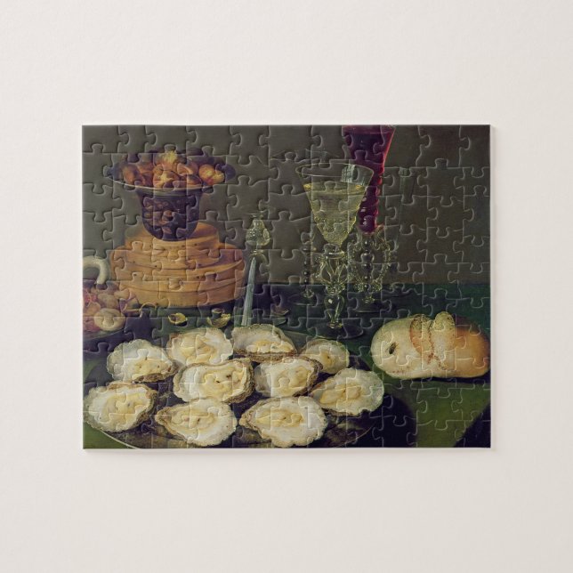 Still Life with Oysters and Glasses (oil on panel) Jigsaw Puzzle (Horizontal)