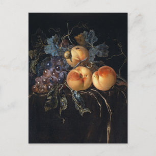 Still Life with Peaches and Grapes by van Aelst Postcard