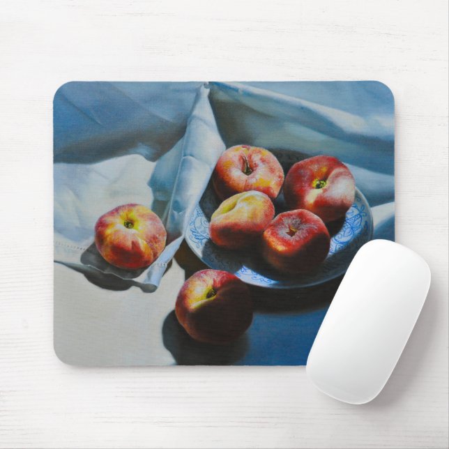 Still Life with Peaches and White Cloth Mouse Pad (With Mouse)