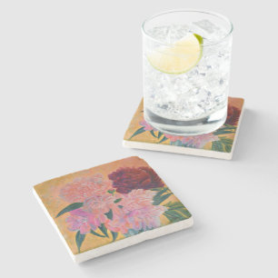Still Life with Peonies Painting Stone Coaster
