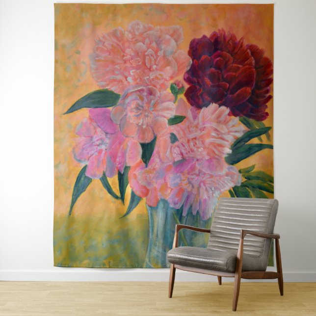 Still Life with Peonies Painting  Tapestry (In Situ)