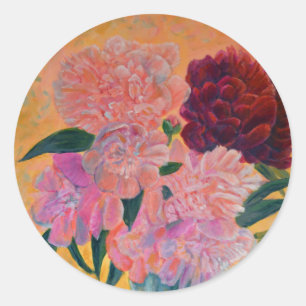 Still Life with Peony bouquet Classic Round Sticker