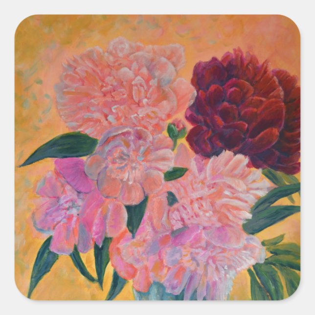 Still Life with Peony bouquet  Square Sticker (Front)