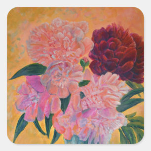 Still Life with Peony bouquet  Square Sticker